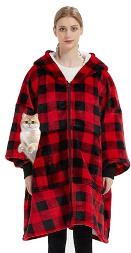 SHUOJIA Übergroße Hoodie Sweatshirt Super Weiche Warme Decke Kapuzenpullover mit Taschen Flanell Gemütliche Riesen-Hoodie Wearable Blanket Geschenk für Erwachsene, Männer, Frauen, Jugendliche