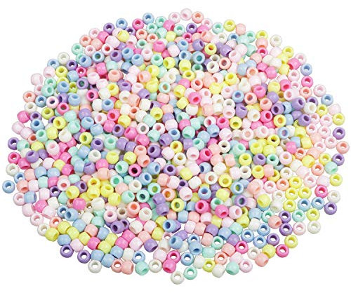 HUASUN Pony Perlen, Perlen Zum Auffädeln, 800pcs 8mm Bunte Bastelperlen Kleine Acryl Perlen Lose Perlen, für Schmuckbasteln, Geburtstagsgeschenk für Mädchen, Kinder Armband Haarband Schmuck