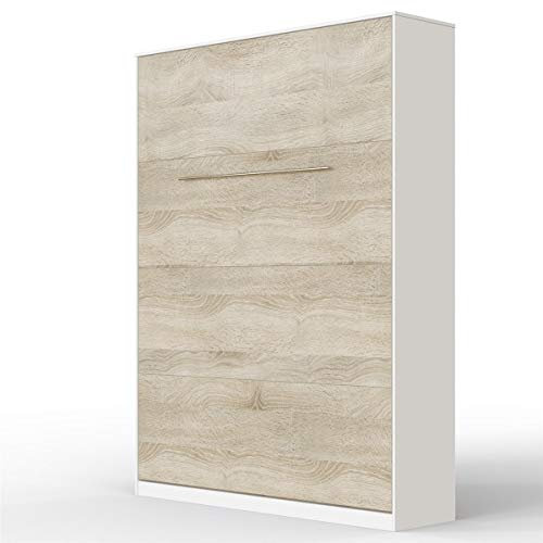 SMARTBett Schrankbett Standard Weiss/Eiche Sonoma 140 Vertikal