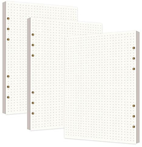 3 Packungen A5 Papier Gepunktet,A5 Refill Paper 240 Blätter (480 Seiten) für 6 Ring Binder Notizbuch,Nachfülleinlagen für Filofax Notizen Tagbuch Skizze Bullet Journal Malerei