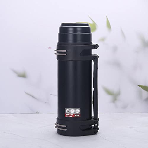 sans BPA Mug Isotherme de Voyage,Tasse à Large Ouverture de Grande capacité, Bouilloire Chaude à Double Vide-Noir_1.2L,Compact Acier Mug