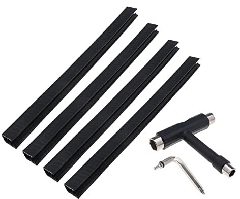 EMSea 4 piezas de monopatín, cubierta de nariz y cola, protector de borde de cubierta, tira de parachoques con herramientas multifunción T para monopatín Longboard
