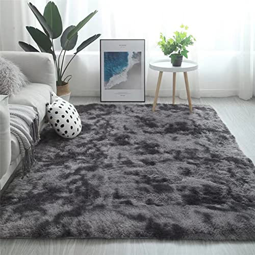 OYIMUA Hochflor Teppich 120x160 cm Anthrazit, Moderner Flauschig Teppich Wohnzimmer Kinderzimmer Deko Schlafzimmer Flur Läufer Outdoor Teppich Fellteppich Kunstfell Shaggy Einfarbig Bettvorleger