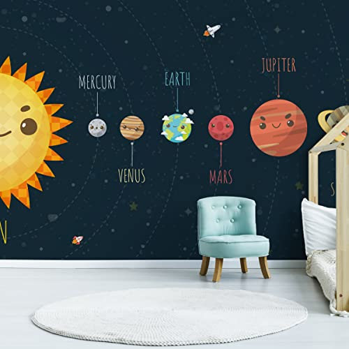 Muralo Selbstklebende FOTOTAPETE 135x90 TAPETE Wandtapeten Planeten Kosmos Englisch Dekor Wohnzimmer Schlafzimmer Moderne Wandbilder XXL Wand Dekoration Abstrakt Luxus Br. 135 cm x Hö. 90 cm