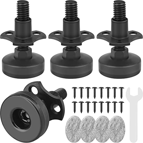 Robuste Möbelnivellierung, 3/8-Zoll-16 Gewinde mit T-Muttern-Set, Möbelnivellierfüße, verstellbare Möbelnivellierer für Tische, Schränke, Stühle, Werkbank, große Basis unterstützt 598 kg, 4 Packungen