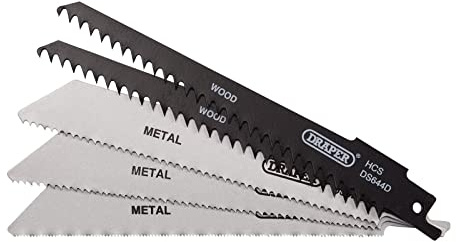 Draper 52517 Assorted Reciprocating Saw Blades for Multi-Purpose Cutting, 150mm (Pack of 5)