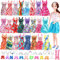 32 Pcs Puppe Kleidung Outfit für Barbie Puppe, 11.5 Zoll Puppe Zubehör Sammlung mit 16 Kleider+6 Schmuck Zubehör+10 Schuhe (zufälliger Stil)