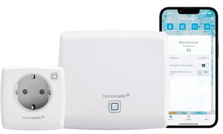 Homematic IP Smart Home Access Point + Schaltsteckdose, digitaler Zwischenstecker steuert Leuchten oder Elektrogeräte per App, Alexa & Google Assistant