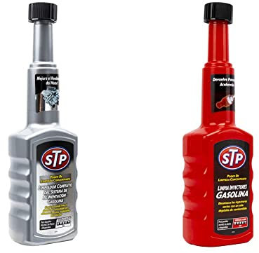 STP® Limpiador Completo del Sistema de alimentación Gasolina Recupera Rendimiento + ® Limpia inyectores para Motores de Gasolina Reduce Las emisiones