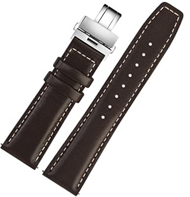 Elegantyl 20mm 22mm Uhrenarmband Armband aus echtem Leder Uhrenarmband mit Faltschließe Herrenuhr Zubehör, 22mm