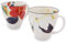 Mino Ware Floral Mug Cup Set, 9,1 cm, Red Sasanqua, White Magnolia, Japanese Ceramic Coffee Mug, 6,8 Floz Set of 2