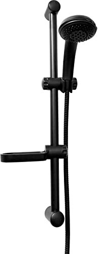 Mondo Viro Saliscendi kit completo per doccia in ottone e acciaio inox cromato (60 cm, Nero Opaco Classic)