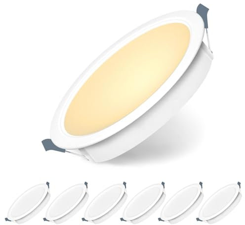Jaenmsa Led Spots 230V, Einbaustrahler 5W 77-82mm EinbauØ, IP20, Nicht Dimmbar, Deckenspots Flach Warmweiß 3000K für Badezimmer, Küche, Wohnzimmer, 6er Set