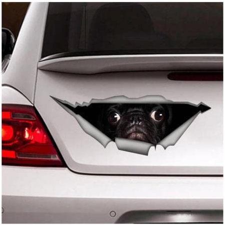 GAETOYEN Autoaufkleber Hund Personalisiert 21Cm(8.6 Inches) Mops-Aufkleber, Mops-Auto-Aufkleber, Vinyl-Aufkleber, Autodekoration, Haustier-Aufkleber, Hund-Aufkleber(def1m4139)