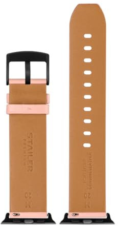 Stailer Uhrenarmband für Apple Watch, rosa, 38mm 40mm 41mm, Echtes Leder, Ersatzarmband kompatibel mit Series 8 7 6 5 4 3 2 1 SE SE2, echtes italienisches Leder pink, Edelstahl Metall Schließe 316L
