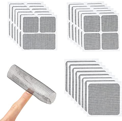 20PCS Window Screen Repair Patches Kit, Self Adhesive Screen Window Mesh Repair Fiberglass Window Repair Kit Screen Door Repair Kit for Repairing Screen Windows Doors Tents Nets (3 Sizes)