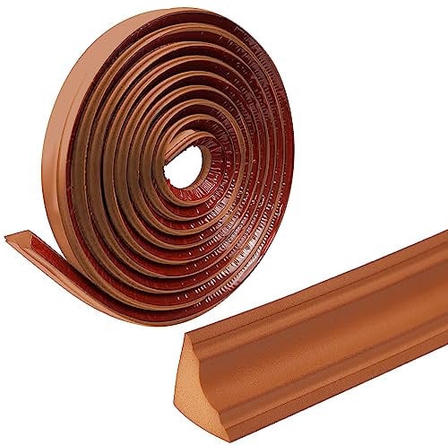 Quadrant Trim, NBR Edging Strip Self Adhesive, 38mm * 26mm Wall Corner Decoration Moulding Trim Caulk Strip for Decorative Tiles, Marble, Corners and Ceiling (Brown, 5M)
