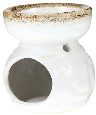 PLAFOPE 1stk Aromabrenner Aus Keramik Indoor-heizungen Duftkerzenwärmer Duftölbrenner Kerzenbrenner Aus Holz Kerzenhalter Aus Porzellan Ölwärmer Aus Porzellan Glücklich Weiß Kleine Kerze