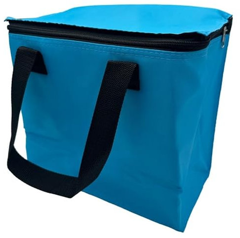 TIJAR® Hot Food and Cooler Bag, 12L, Insulated Bag and Carrying Handle, Collapsible Medium Size Cool Bag, Lunch Bag, Cool Box, Grocery Shopping Bags, Cooling Bag for Camping BBQ Outdoor (Blue 12L)