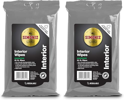 SIMONIZ SWPS0014A Interior Wipes Bio, White (Pack of 2)