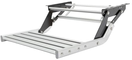 ROMYIX Lega di alluminio RV Step Camper Scala,Pieghevole Manuale singolo Drop Down Gradini,Heavy Duty Camping Entrance Step