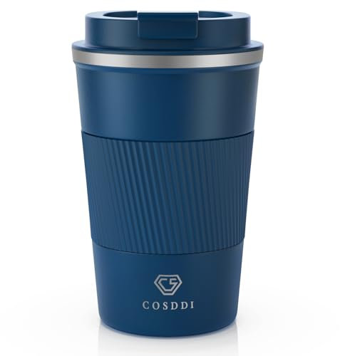 CS COSDDI Thermobecher- Isolierbecher, Edelstahl Travel Mug, 13oz/380ml Vakuum auslaufsicher Reisebecher mit Deckel