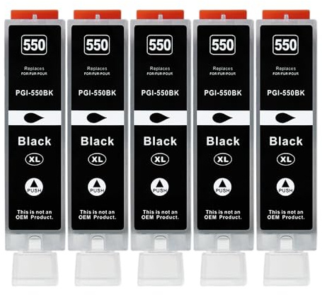 5 XXL Druckerpatronen kompatibel zu Canon PGI-550 BK Schwarz | für PIXMA IP7250 IP8750 MG5450 MG5550 MG5650 MG6350 MG6450 MG6650 MG7150 MG7550 MX725 MX925 IX6850