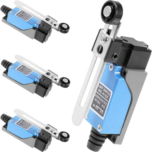 DAOKAI ME-8108 Interrupteur de fin de course momentané levier à galet ajustable bras auto-réinitialisation NC-NO interrupteur de voyage levier à galet,pack de 4
