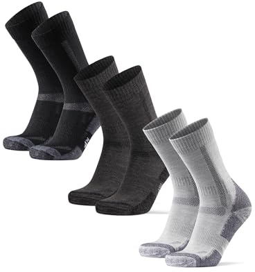 DANISH ENDURANCE Merino Wandersocken, Sommer Trekkingsocken, Unisex, Herren, Damen & Kinder, 3 Paar, Mehrfarbig (1xSchwarz, 1xHellgrau, 1xDunkelgrau/Schwarz), 35-38