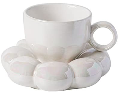 Niedliche Milchteetassen mit Blumenuntertassen, Keramik-Kaffeetasse, einzigartige Kaffeetassen, Geburtstagsgeschenk für Frauen, Freundin, niedliche Blumen-Teetassen, künstlerische Kaffeetasse