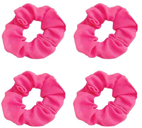 4pcs Neon Scrunchies für Haar 80er Jahre,Neon Haar Zubehör Scrunchy Elastische Haarbänder Haarseile Dehnbare Haarbinder Ponytail Halter für 80er Jahre Party Outfit (rosarot)