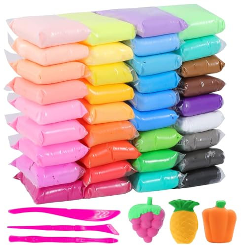36 Farben No-Toxic Ultra Light Magic Clay,Ultraleicht Kinderknete,Modelliermasse Kit,Weicher Dehnbarer DIY Ton,Lufttrockener Magischer Knete,Für Schule Kindergarten Kinder Ab 3 Jahren
