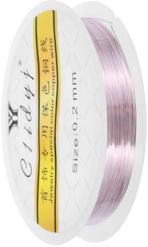 sourcing map 0.2mm/30 Gauge Copper Wire for Jewelry Making, 1 Roll Craft Tarnish Resistant Beading Wire for Jewelry Making Supplies DIY (Rose Gold)