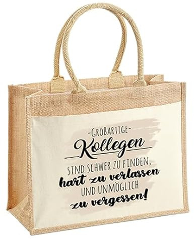 LIEBTASTISCH - Nachhaltige Jutetasche - Großartige Kollegen sind schwer zu finden - Geschenkidee zum Abschied - Abschiedsgeschenk - Arbeitskollegin (L - 42x33x19 cm)