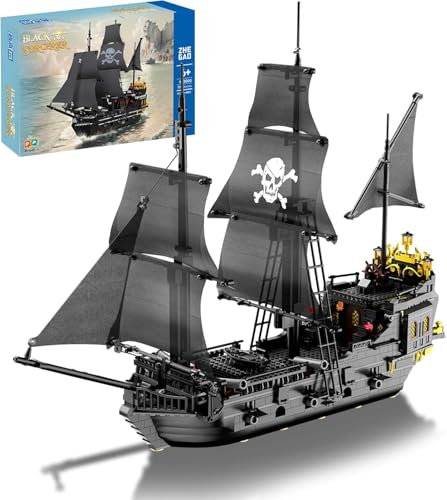 Yunigzmy Technik Schwarzer Zauberer Piratenschiff Bausteine für Black Sorcerer, 1424 Klemmbausteine Segelschiff Modellbausatz, MOC Cruise Liner Bausatz Geschenke Spielzeug für Erwachsene Kinder