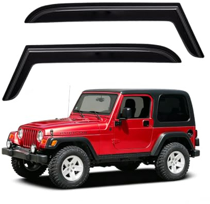 CMVT Auto Window Visor for Jeep Wrangler (TJ) 1997-2006 2-Door Exterior Channel Rain Guards Vent Shade Deflector Dark Smoke Vent Mount
