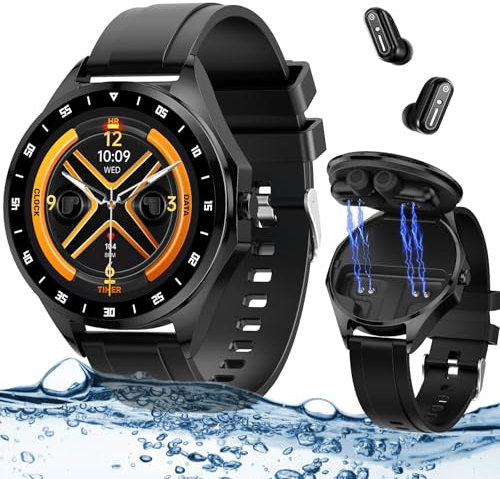 Smart Watch with Earbuds 2 in 1 Earphone & Bluetooth Watch With Answer/Make Call 1.43 Touch Screen Fitness Watch 100+ Sport Mode Fitness Tracker Heart Rate/Sleep/Spo2/Steps Monitor for Android iOS