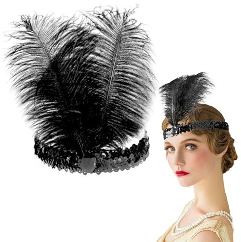 20er Jahre Haarschmuck, Feder Haarschmuck, Kopfschmuck Federn, Charleston Kopfschmuck, Haarreif Fasching Damen, 20er Jahre Flapper Feder Haarband, Karnevalsgeschenke für Frauen