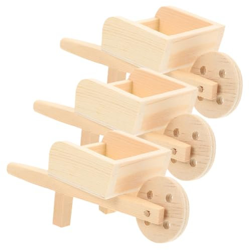 BESTonZON 3pièces Chariots Miniatures Bois pour Maison De Poupée De Petits Barrows Décoration De Jardin Accessoires De Scène Et Jouets