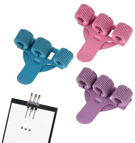 PENCHUAN 3 Stück Krankenschwester Zubehör Edelstahl Stifthalter Verstellbarer Dreilöcher Stifthalter Krankenschwester,Metall Stiftehalter Kasack,Nurse Accessories Clip für Kasack (Blau Rosa Lila)