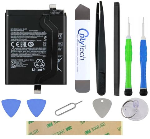OnlyTech - Batería de repuesto premium para Xiaomi Redmi Note 10 Pro 5G, 5000 mAh, calidad idéntica a BM57 con kit de reparación de 10 herramientas