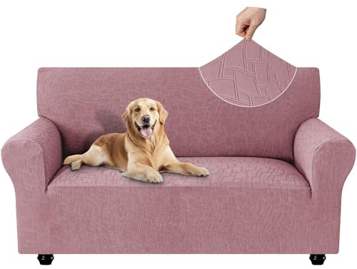 Ystyle Stretch Sofa Überzug mit Armlehne 2 Sitzer, Rosa | Waschbar Sofabezug , Couch Überzug Kratzfest, Sofaschoner rutschfest, Couch Cover für Katze Hunde, Sofa Cover