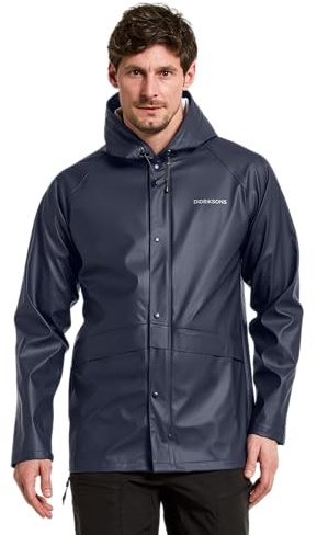 Didriksons Men's Waterproof Rain Jacket Windproof Avon | 5000 mm Water Column, Welded Seams, Hooded, Adjustable Cuffs