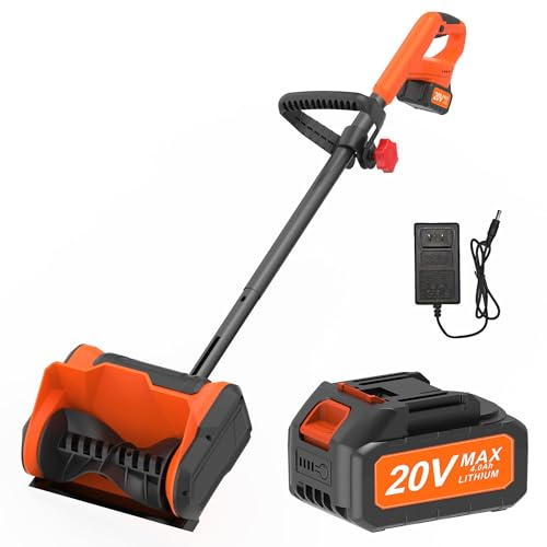 600W Akku-Schneefräse 20V-Bis 6m Schneewurf & 16cm Höhe-4000mAh Akku für Hof & Gehweg (Orange 01)