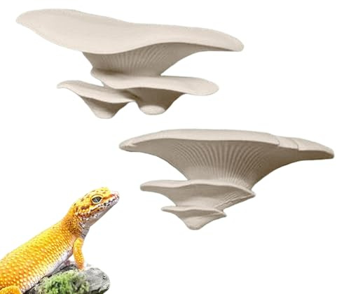 Byuexhp Terrarium-Dekoration für Reptilien – 3D-Pilz-Ornamente, 2-teilig, Dekoration für Reptilienwohnungen | für Frösche, Eidechsen, Schlangen, Chamäleons, Spinnen, Krabbe, Einsiedler