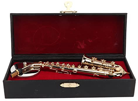 Asixxsix Modèle D'Instrument de Mini Saxophone, Saxophone Miniature de 6,3 Pouces avec Support et étui, Instrument de Musique de Alto Miniature, Figurines de Collection,