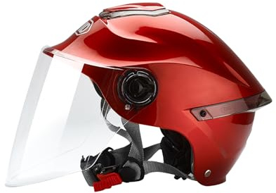 BOSERMEM Klassischer Offener Helm, Halbhelm Mit Visier, Verstellbarer Kopfumfang, 709abs-Schale Kombiniert Mit EPS-Dämpfung