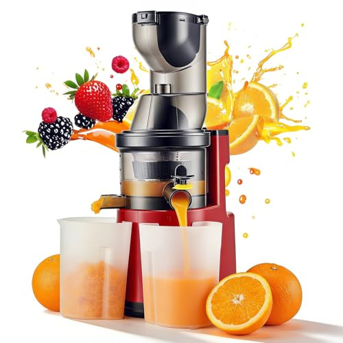 Extracteur de Jus Séparateur de Pulpe 500W, Goulotte Large 70mm pour Fruits et Légumes Entiers Sans Découpe, 3 Vitesses, Sécurité Enfant, Corps Intégré Anti-Fuites, Facile à Nettoyer avec Accessoires