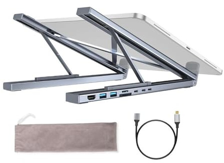 Laptop Stand with Docking Station 8 in 1 USB C Hub Computer Riser