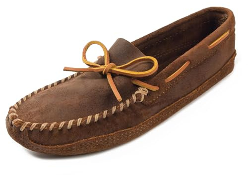 Minnetonka Men's Double Bottom Softsole Slip-On, Brown Ruff, 11 M US